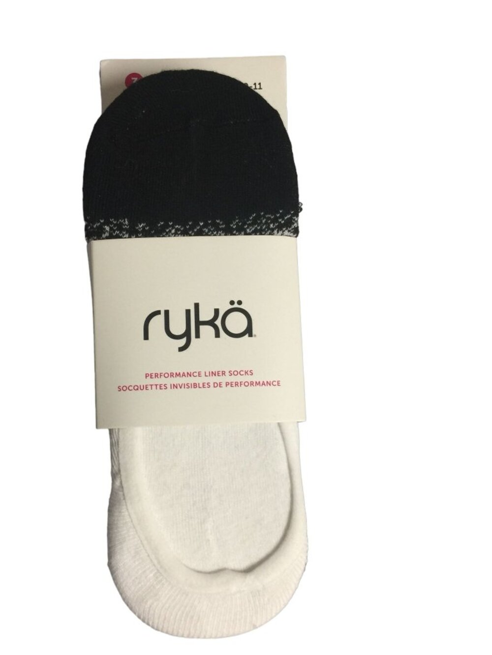 ryka Ladies Performance Liners Size 9-11 Set of 3 Black White Pink